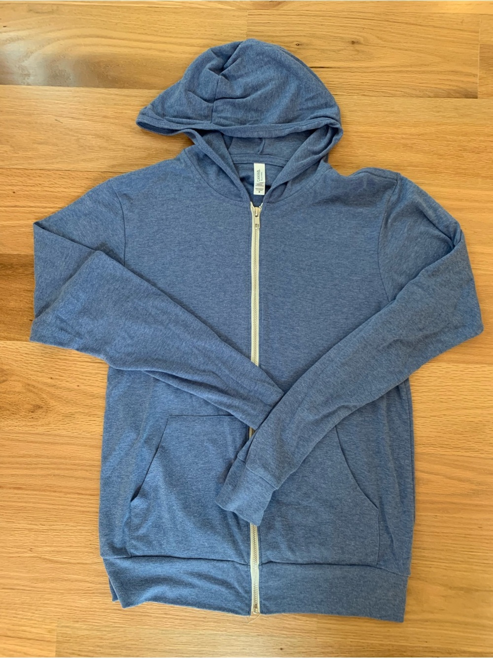 Bella Canvas Heather Blue Full-Zip Hooded Sweater M